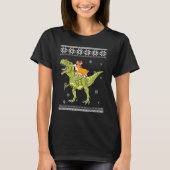 Corgi Riding T Rex Dinosaur kerstmis T-shirt (Voorkant)