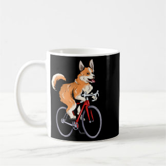 Corgi rijdt op een fiets Schattige biker Fietser Koffiemok