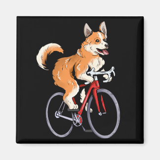 Corgi rijdt op een fiets, schattige biker fietser magneet