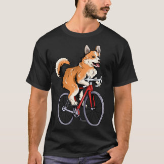 Corgi rijdt op een fiets Schattige biker Fietser T-shirt