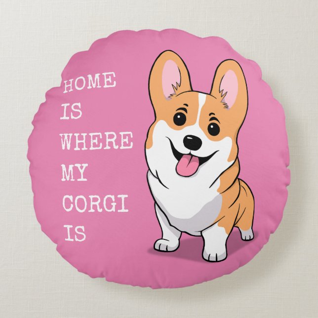 Corgi Rond Kussen (Voorkant)