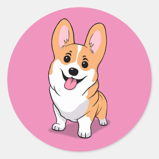 Corgi Ronde Sticker (Voorkant)