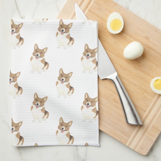 Corgi (rood) theedoek (Quarter Fold)