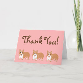 Corgi Roze en Bruin Dankjewel Kaart