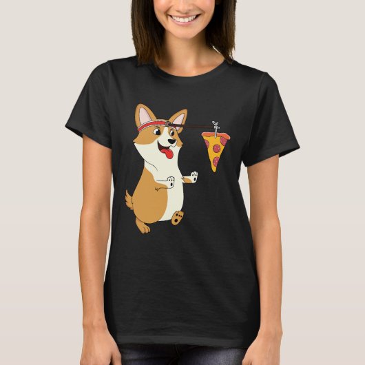 Corgi Running Pizza T-shirt (Voorkant)