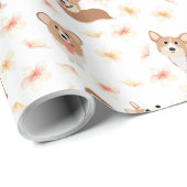 Corgi Sakura Cherry Blossom Pattern Cadeaupapier (Rol Hoek)
