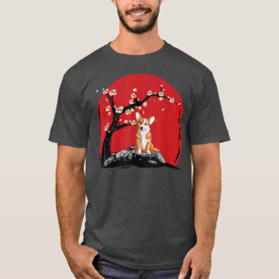 Corgi Sakura Japane Art T-shirt