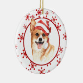 Corgi Santa Hat Red Snowflake Kerstmis Keramisch Ornament (Rechts)