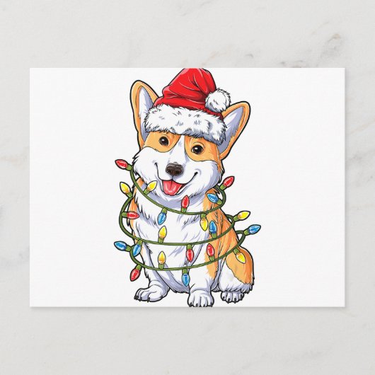Corgi Santa Kerstboom Licht Xmas Geschenken Boys Aankondigingskaart (Voorkant)
