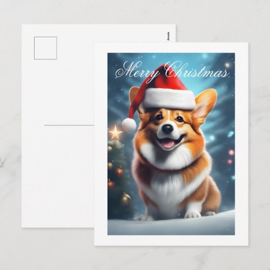 Corgi Santa Kerstmis Feestdagenkaart (Voorkant / Achterkant)