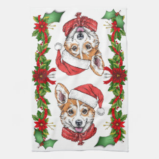 Corgi Santa Kerstmis Theedoek