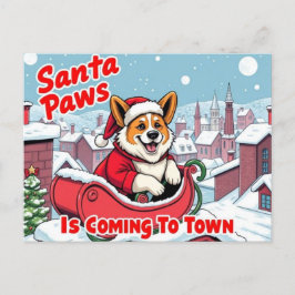 Corgi Santa Paws Feestdagenkaart