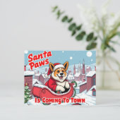 Corgi Santa Paws Feestdagenkaart (Staand voorkant)