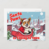 Corgi Santa Paws Feestdagenkaart (Voorkant / Achterkant)