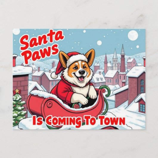 Corgi Santa Paws Feestdagenkaart (Voorkant)