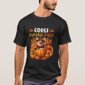 Corgi Schattigee Patch Thanksgiving Pompoenen Vall T-shirt (Voorkant)