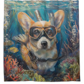 Corgi Scuba Duiken Onderwater Douchegordijn (Voorkant)