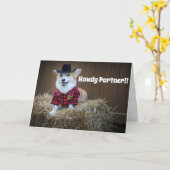 Corgi sheriff verjaardagskaart kaart (Gele Bloem)