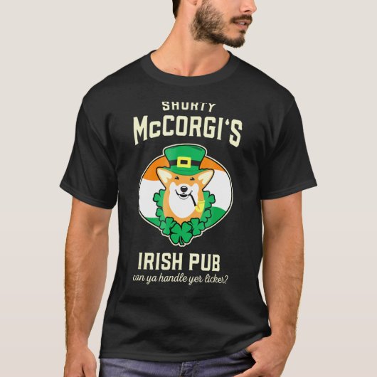 Corgi Shorty Mccorgi Irish Pub Paddys Day T-shirt (Voorkant)