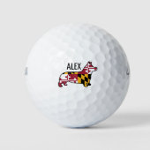 Corgi Silhouet met Maryland State Flag Custom Golfballen (Voorkant)