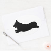 Corgi Silhouette - Hardlopen Ovale Sticker (Envelop)