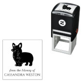 Corgi Silhouette Minimalist #4 Bibliotheek Boeknaa Zelfinktende Stempel (In situ)