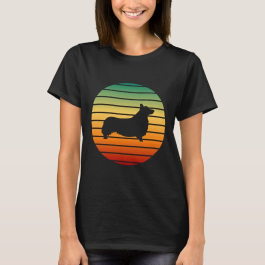Corgi Silhouette Retro  T-shirt (Voorkant)