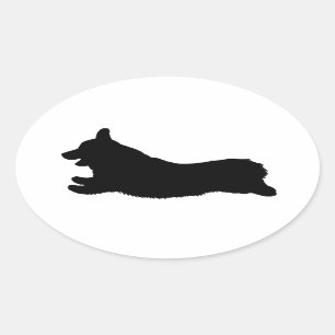 Corgi Silhouette - Running Ovale Sticker