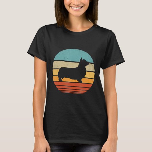 Corgi  Silhouette S Retro T-shirt (Voorkant)