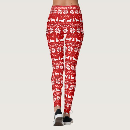 Corgi Silhouettes Fun KerstSweater Pattern Leggings (Achterkant)
