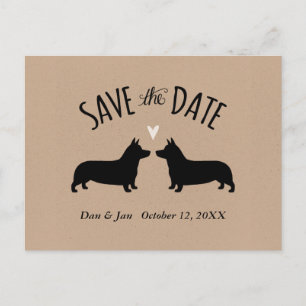 Corgi Silhouettes Wedding Save the Date Aankondigingskaart