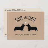 Corgi Silhouettes Wedding Save the Date Aankondigingskaart (Voorkant / Achterkant)