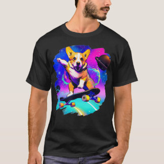 Corgi Skateboarden in Vintage S van de buitenruimt T-shirt
