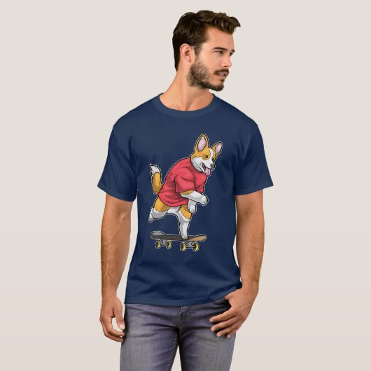 Corgi Skater Skateboard T-shirt (Voorkant volledig)