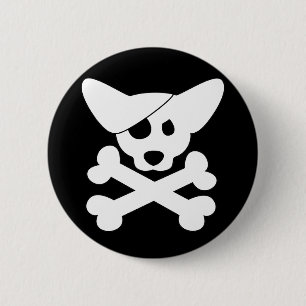 Corgi Skull & Crossbones Button