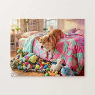 Corgi Slaperig van Bed af Glijdend Legpuzzel
