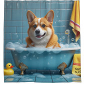 Corgi Slordig Slaperig Schattig Grappig Douchegordijn (Voorkant)