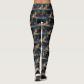 Corgi Sneeuw Arrenslee Kerst Decoratie Leggings (Achterkant)