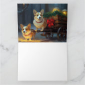Corgi Sneeuw Slede Kerst Decoratie Kaart (Binnen)