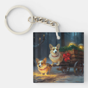 Corgi Sneeuw slee Christmas decoratie  Sleutelhanger