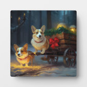 Corgi Sneeuw slee Kerst Decoratie Fotoplaat (Voorkant)