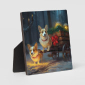 Corgi Sneeuw slee Kerst Decoratie Fotoplaat (Voorkant)