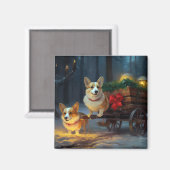 Corgi Sneeuw slee Kerst decoratie Magneet (Voorkant / Achterkant)