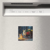 Corgi Sneeuw slee Kerst decoratie Magneet (Insitu (Vaatwasser))