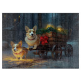 Corgi Sneeuw slee Kerst decoratie Snijplank (Voorkant)
