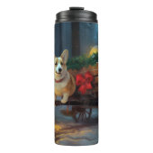 Corgi Sneeuw slee Kerst decoratie Thermosbeker (Voorkant)