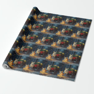 Corgi Sneeuw slee Kerstmis decoratie  Cadeaupapier