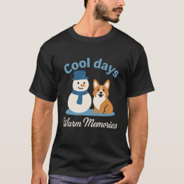 Corgi Sneeuwman Vrienden Warme Koffie Schattige Wi T-shirt