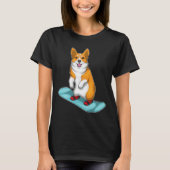 Corgi Snowboard Wintersport T-shirt (Voorkant)
