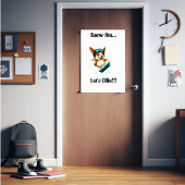 Corgi snowboarden plezier poster